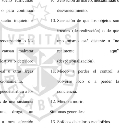 Tabla 3 (continuación)  DSM V 