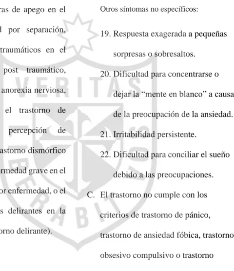 Tabla 3 (continuación)  DSM V 