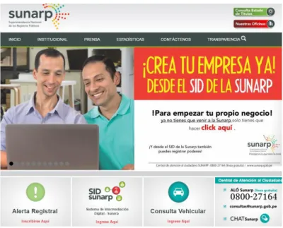 Ilustración 1 Pagina Principal SUNARP 