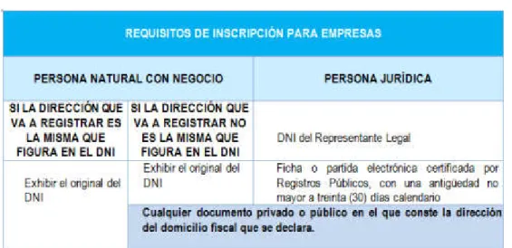 Tabla 10. Requisitos para la obtención del RUC 