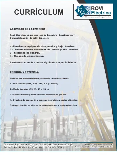 CurrÍculum Actividad De La Empresa 2 Subestaciones Eléctricas De Media Y Alta Tensión 3 4255
