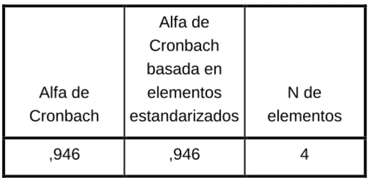 Tabla 8: Estadísticas de fiabilidad 