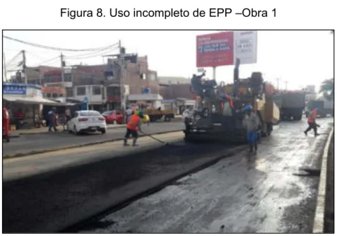 Figura 8. Uso incompleto de EPP  –Obra 1