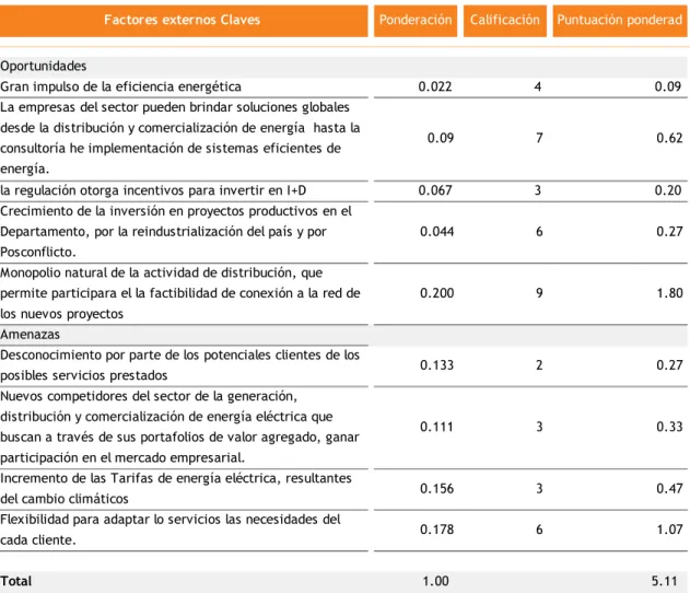 Tabla 6 Matriz EFE