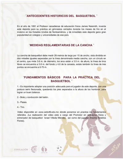 Antecedentes Historicos Del Basquetbol Medidas Reglamentarias De La Cancha Fundamentos BÁsicos 7464