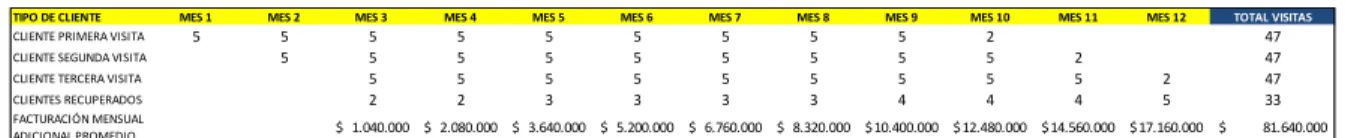 Tabla 14 Plan de visitas y facturación para recuperación de clientes