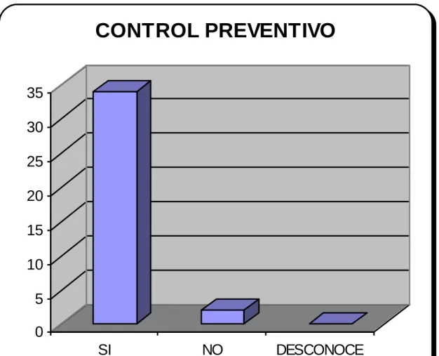 GRÁFICO 01  05 101520253035 SI NO DESCONOCECONTROL PREVENTIVO