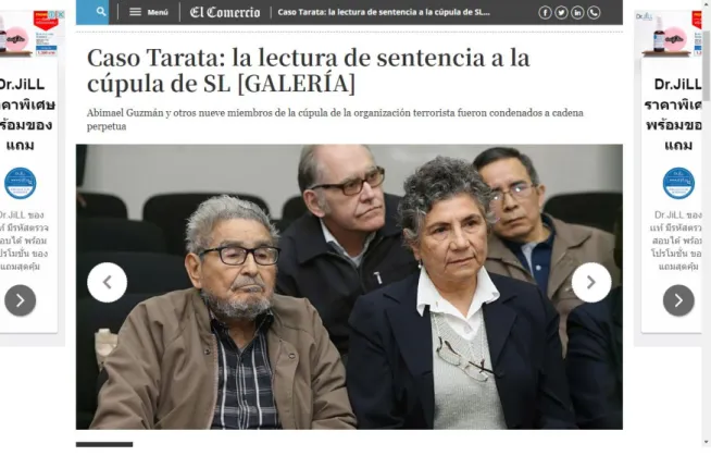 Figura 3. Publicación digital de El Comercio sobre el caso Tarata. 