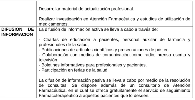 Tabla 8. Síntesis página WEB CADIME 