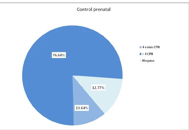 Figura  5.  Distribución  de  las  pacientes  según  controles  prenatales  Instituto  Nacional  Materno Perinatal 2015