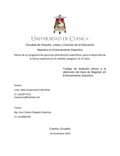 Efecto De Un Programa De Ejercicios Pliom tricos Espec ficos Para El Desarrollo De La Fuerza 