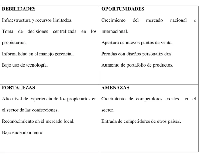 Tabla 6. Análisis DOFA  DEBILIDADES 