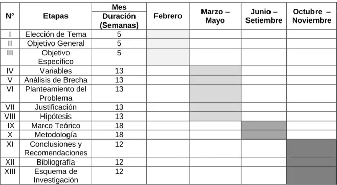 Tabla 1  Cronograma de Ejecución 