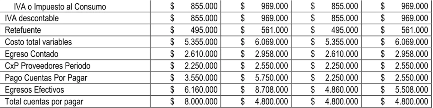 Tabla 10. Total anual de costos durante de los primeros cuatro años 