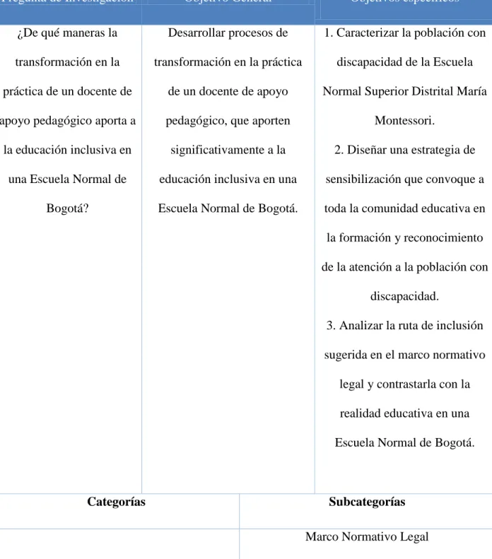 Tabla 9: Categorías de Análisis 