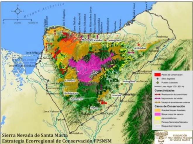 Figure 1. Map of Indigenous Reservations of the Sierra Nevada de Santa Marta, Colombia
