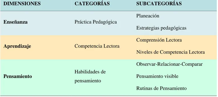 Tabla 1: Categorías y subcategorías de análisis. 