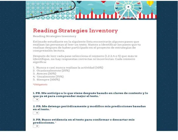 Figure 3. Screenshot of the Reading Strategies Inventory. 