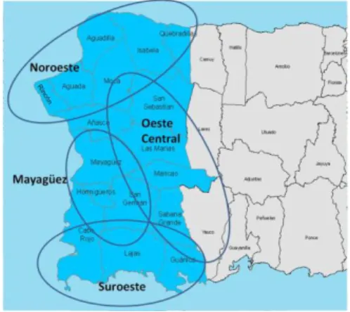 Ilustración 2.2.1: Mapa de zona turística de Porta Del Sol Puerto Rico (Cabo Rojo y Lajas,  se encuentran al suroeste de la isla)