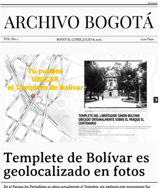 Ilustración 15. Trino N.2 sobre geolocalización fotográfica. 2016. Fuente: Archivo de Bogotá