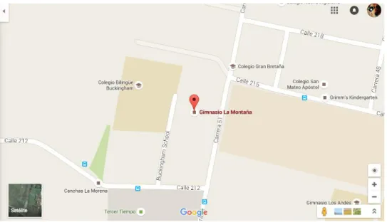Figura 2: Mapa de ubicación del Gimnasio La Montaña. 