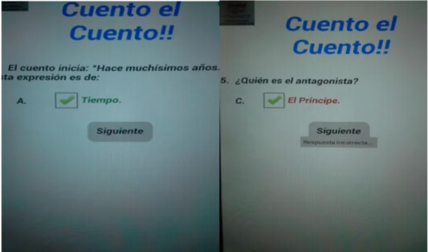 Figura 6: Modelo de respuesta correcta e incorrecta.