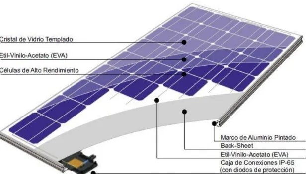 Figura N°  4: Partes  de un panel fotovoltaico 13