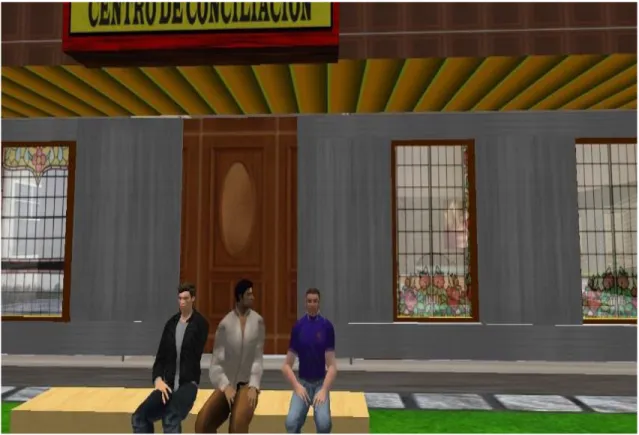 Figura 2. Interacción con estudiantes dentro de Second Life 