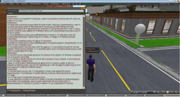 Figura 9. Ejemplo de una notecard en Second Life 