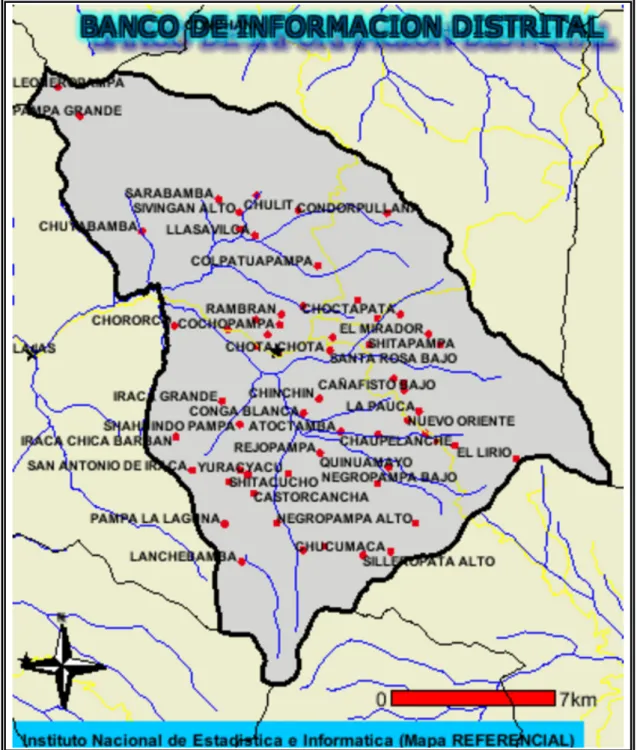 Figura 2.3 Provincia de Chota y sus Distritos.