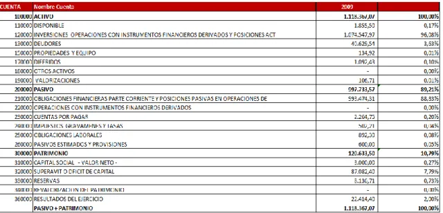 Tabla 1.17. Estructura del Balance 2009 