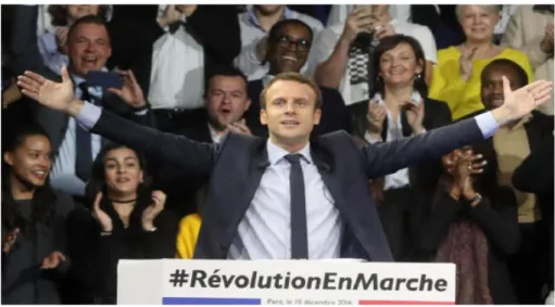 Figura 9 Mitin de Paris del 10/12/2016 La revolución en Marcha y el gesto “cristico” de Macron