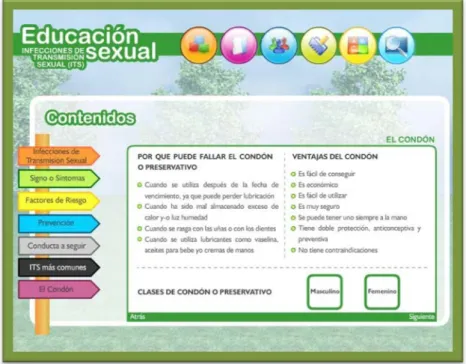 Ilustración 5.. Pantallazo de los Contenidos del material educativo digital 