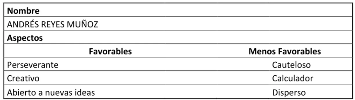 Tabla 1 Descripción Socio - Nelson Rodríguez 