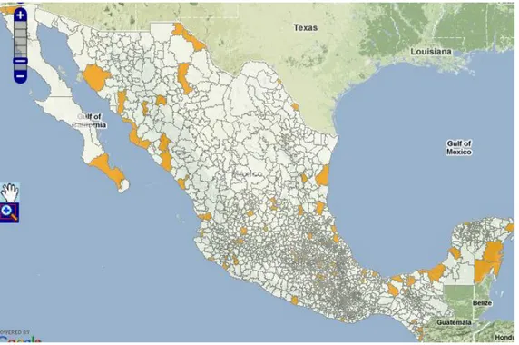 Tabla 6. Distribución de las manifestaciones intensivas del riesgo  Municipios afectados por país 