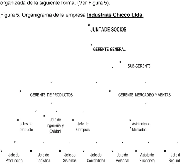 Figura 5. Organigrama de la empresa Industrias Chicco Ltda. 