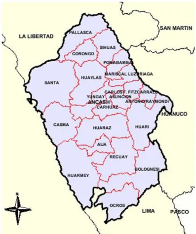 Ilustración 1: Mapa del Departamento de Ancash. 