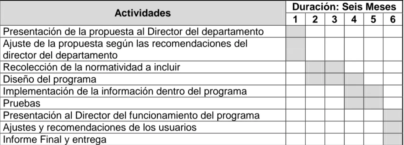 Cuadro 1. Planificación y Cronograma de Actividades 