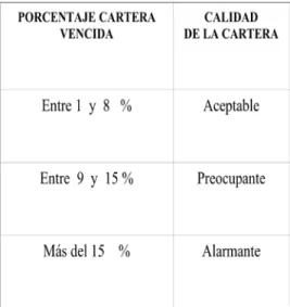 Tabla 1: Calidad de cartera 