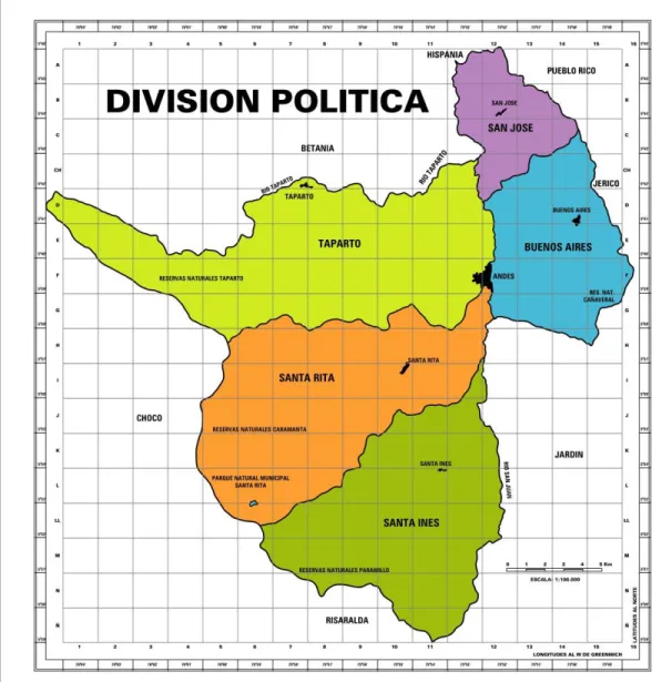 Ilustración 1. División política del municipio de Andes 