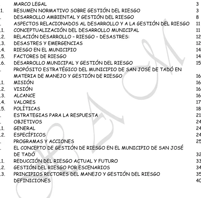 TABLA DE CONTENIDO 