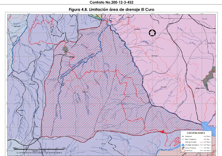 Figura 4.8. Limitación área de drenaje El Curo 
