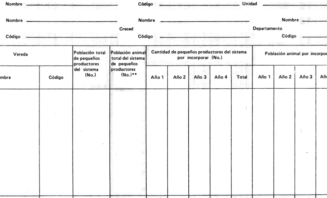 CUADRO No. 3.  Proyección general de cobertura geográfica, usuarios y poblaci6n animat  (Pecuaria)