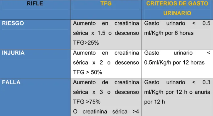 Tabla 1 CLASIFICACIÓN DE RIFLE 