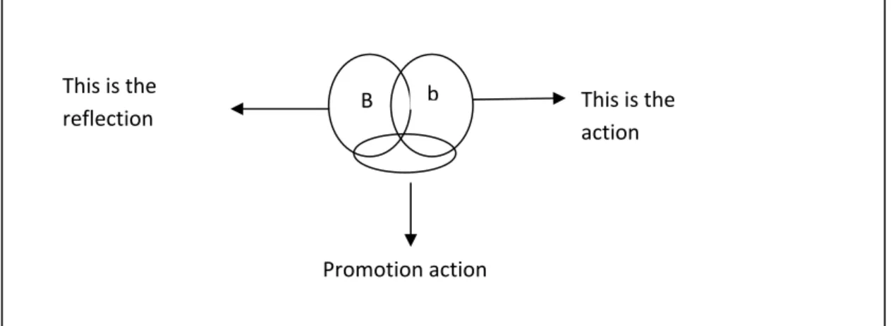 Figure 1. Model of and action, reflection and promoting of action, explained it by Galligan