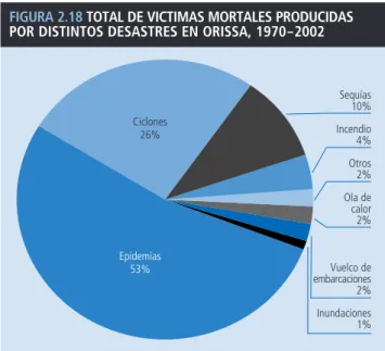 FIGURA 2.18 TOTAL DE VICTIMAS MORTALES PRODUCIDAS POR DISTINTOS DESASTRES EN ORISSA, 1970–2002