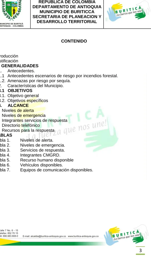 Tabla 1.  Niveles de alerta.   