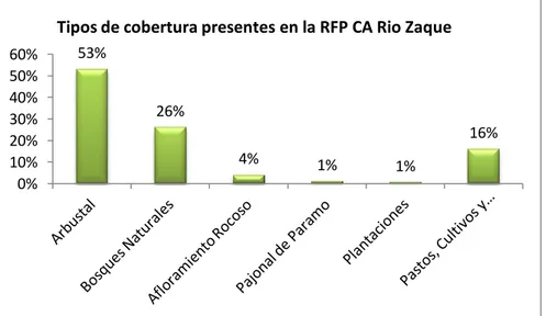 Figura 2. Tipos de cobertura presentes en la RFPR Río Zaque. 