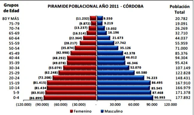 Figura 1. Pirámide poblacional de córdoba 
