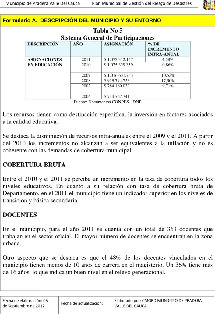 Tabla No 5 